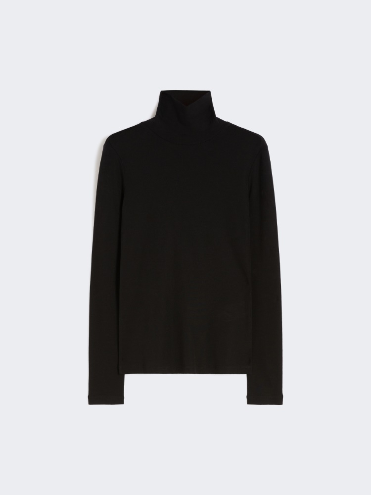 Wool and silk gauze turtleneck - BLACK - Max Mara