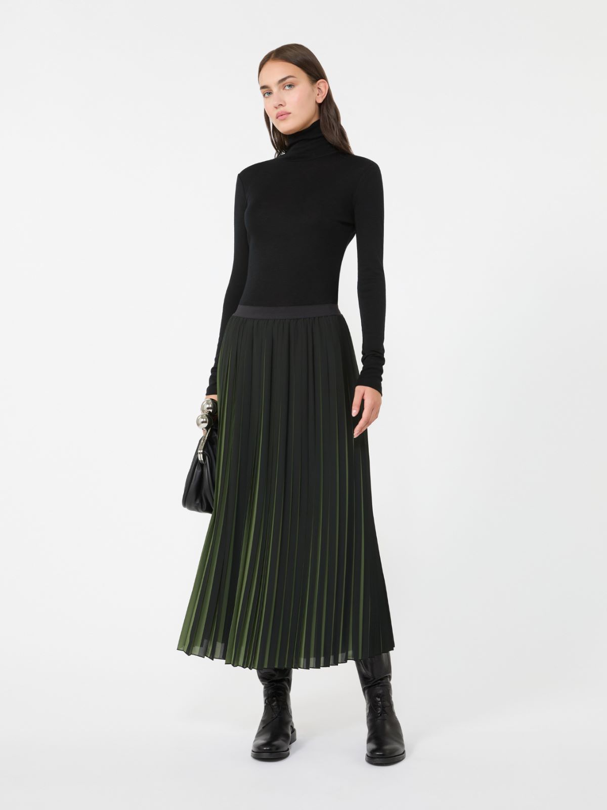 Wool and silk gauze turtleneck - BLACK - Max Mara