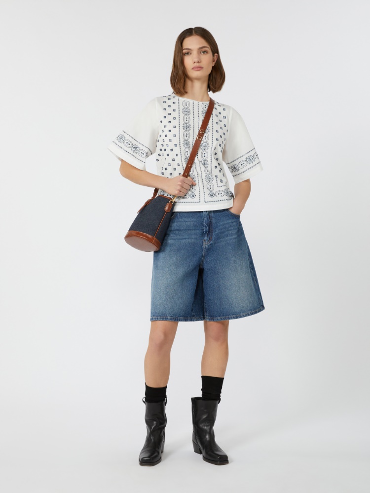 Cotton poplin top - WHITE - Max Mara
