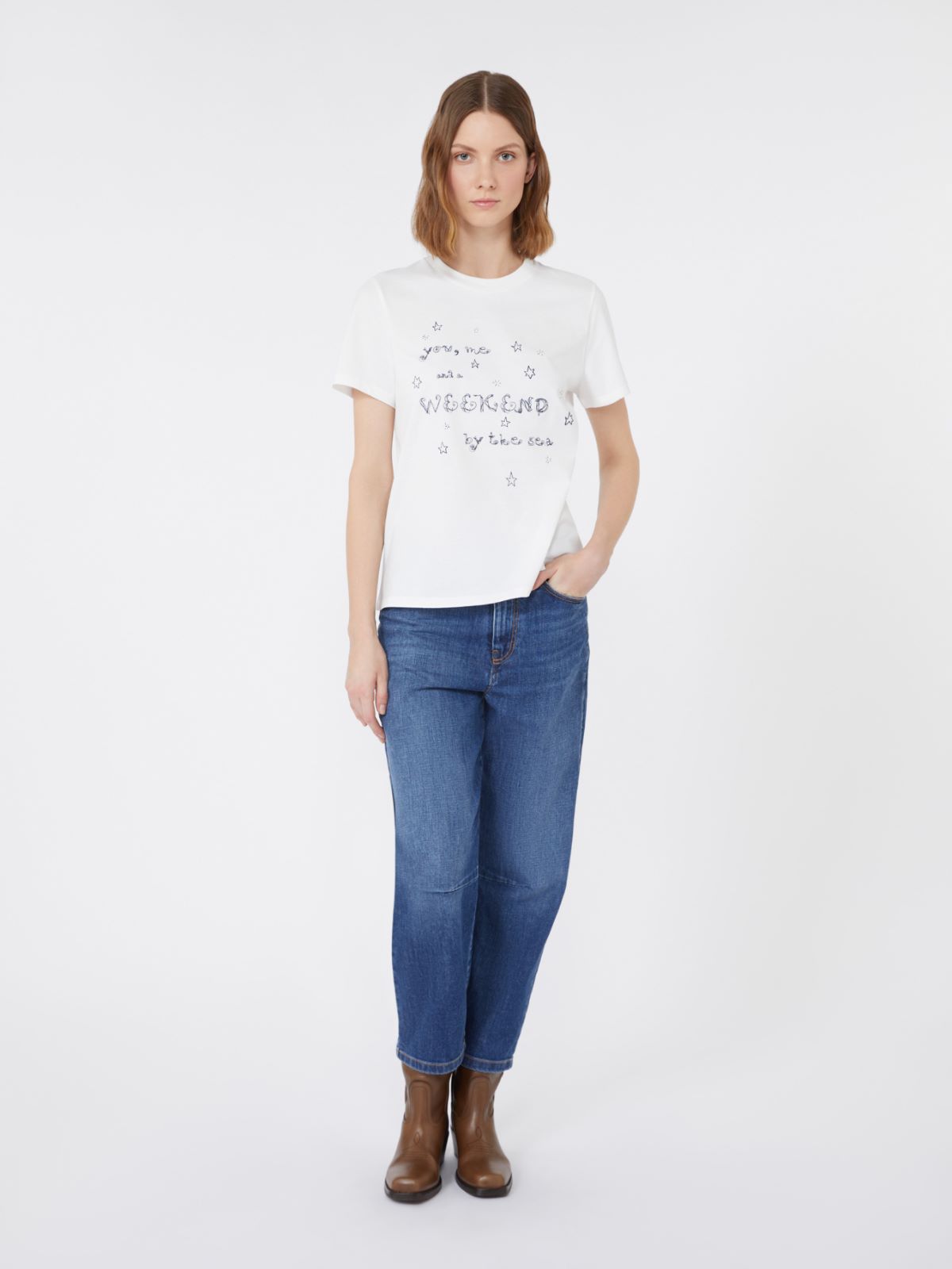 Cotton print T-shirt - WHITE - Max Mara