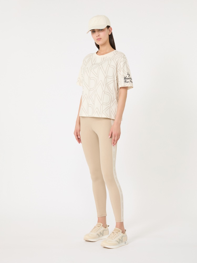 T-Shirt aus Biobaumwolle mit Druck - CREME - Max Mara