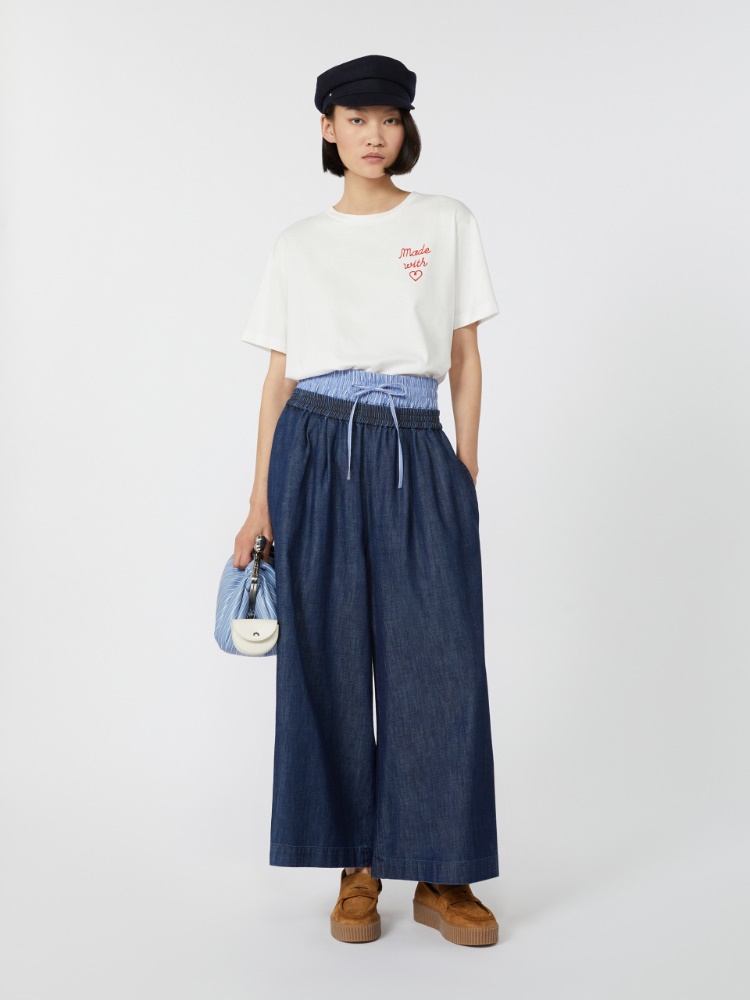 T-shirt z organicznej drukowanej bawełny - BIAŁY - Max Mara - 2