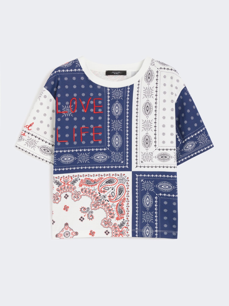 Max Mara プリントオーガニックコットンTシャツ アクリーネ] プリント オーガニック コットン Tシャツ, white