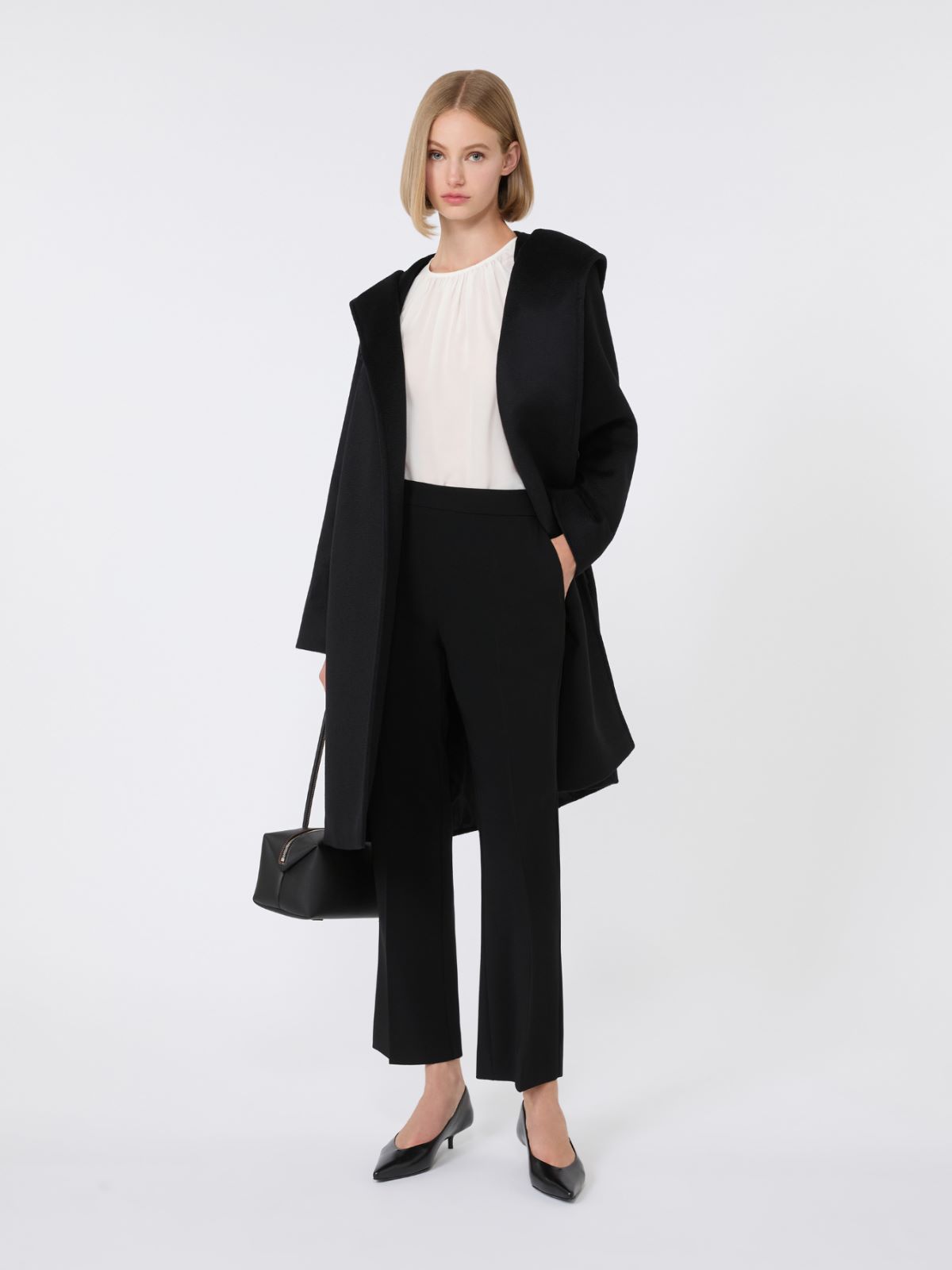 Hooded wool coat - BLACK - Max Mara