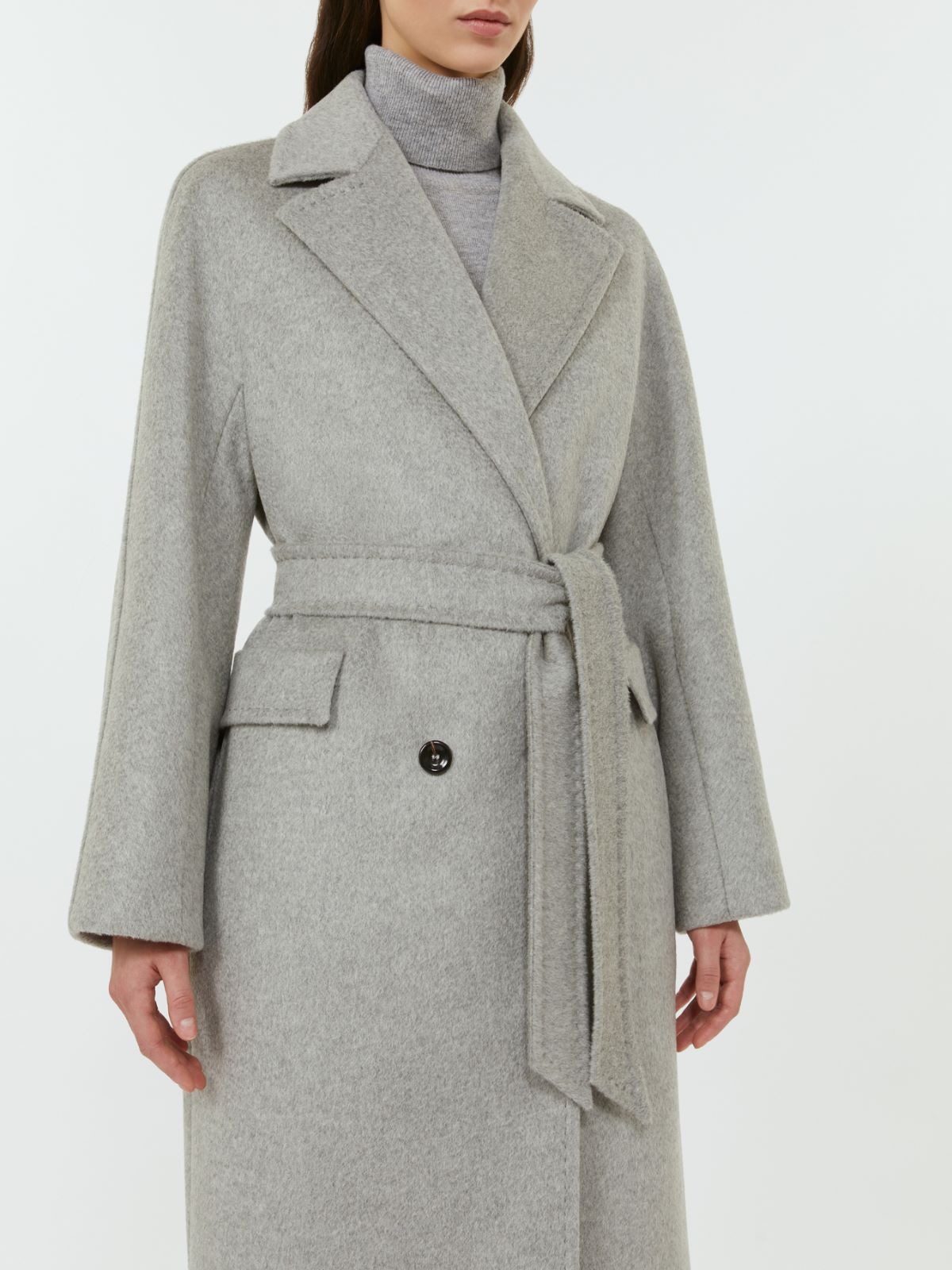 Double-breasted cashmere, alpaca and wool coat - LIGHT GREY - Max Mara - 4