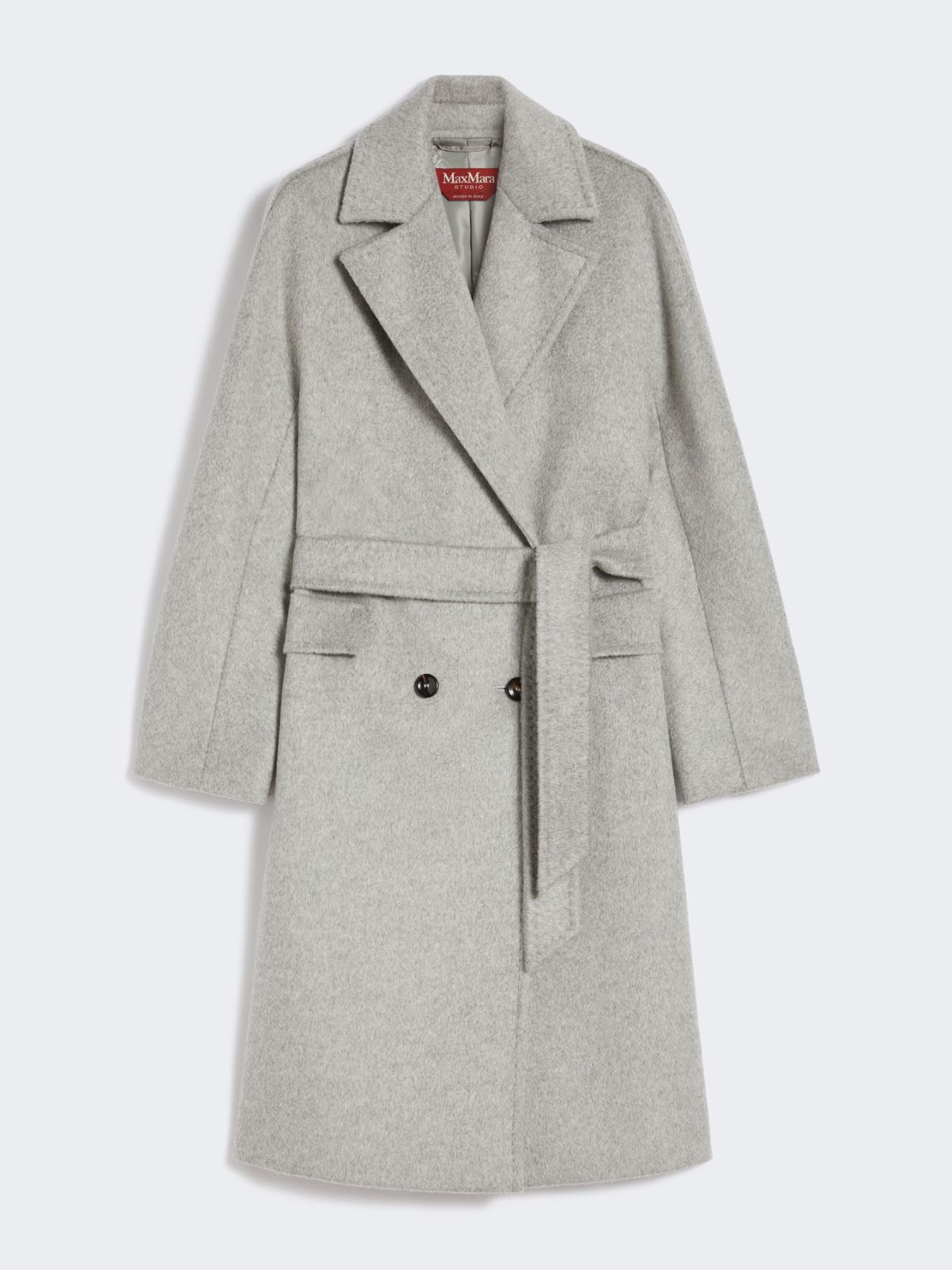 Double-breasted cashmere, alpaca and wool coat - LIGHT GREY - Max Mara - 9