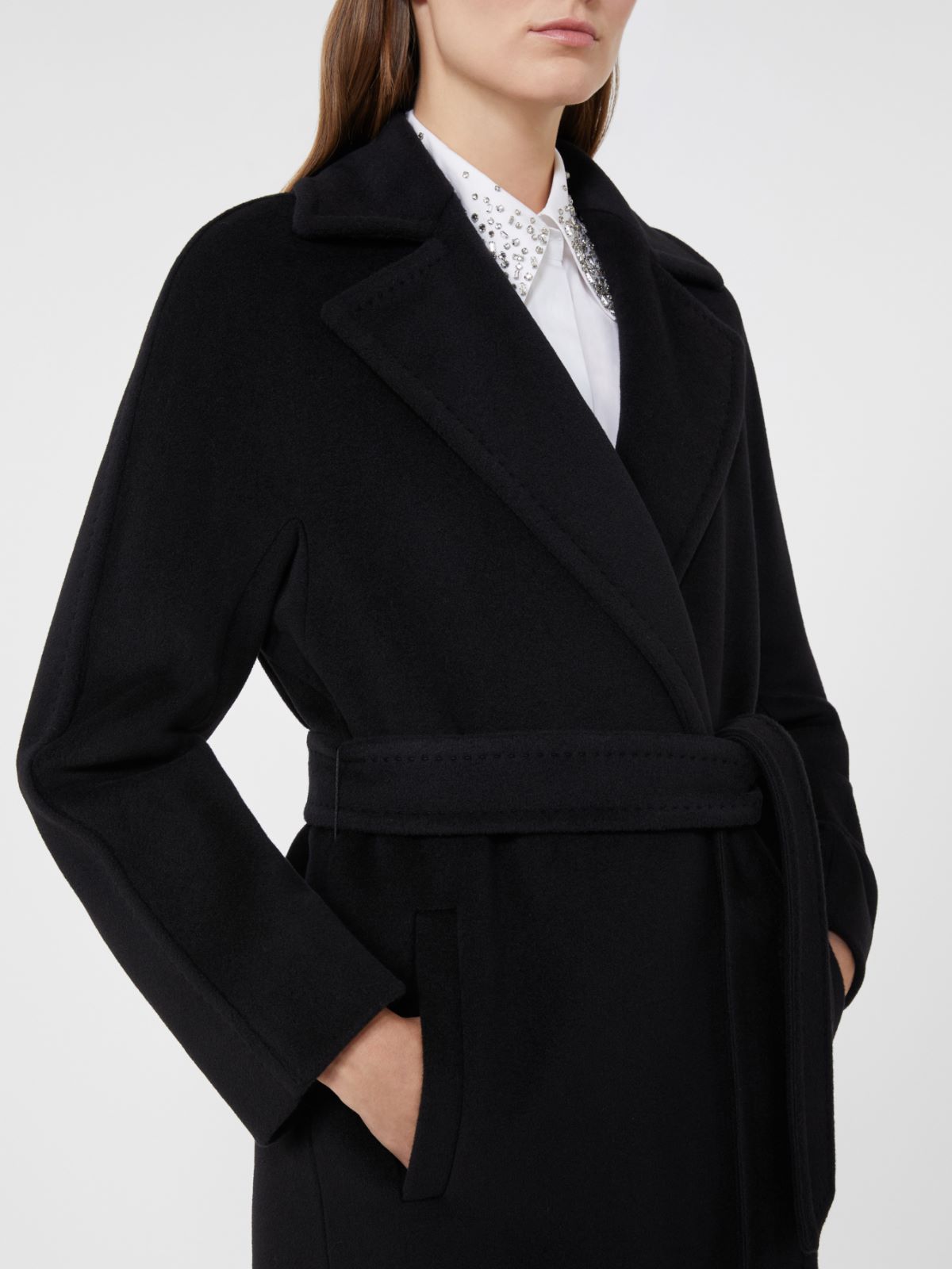 Wool beaver cloth robe coat - BLACK - Max Mara - 4