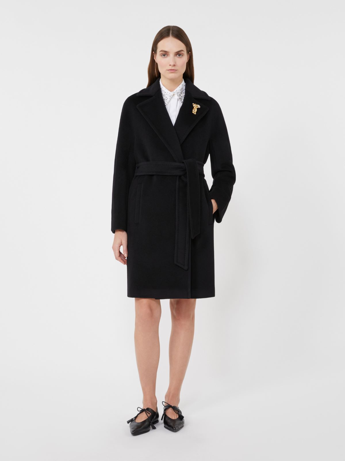 Wool beaver cloth robe coat - BLACK - Max Mara
