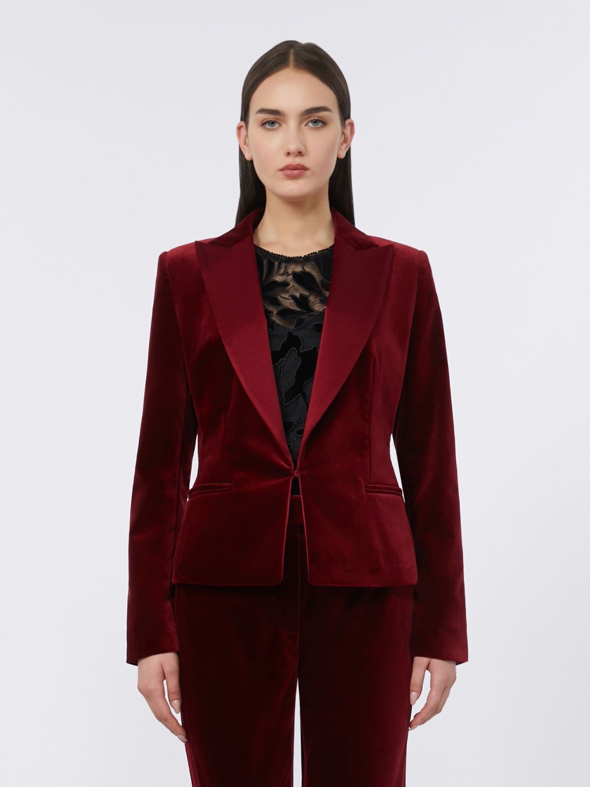 Velvet Tuxedo jacket - BORDEAUX - Max Mara - 2