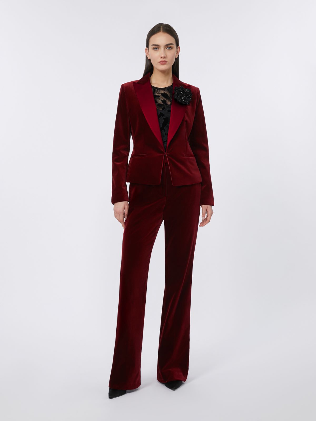 Velvet Tuxedo jacket - BORDEAUX - Max Mara