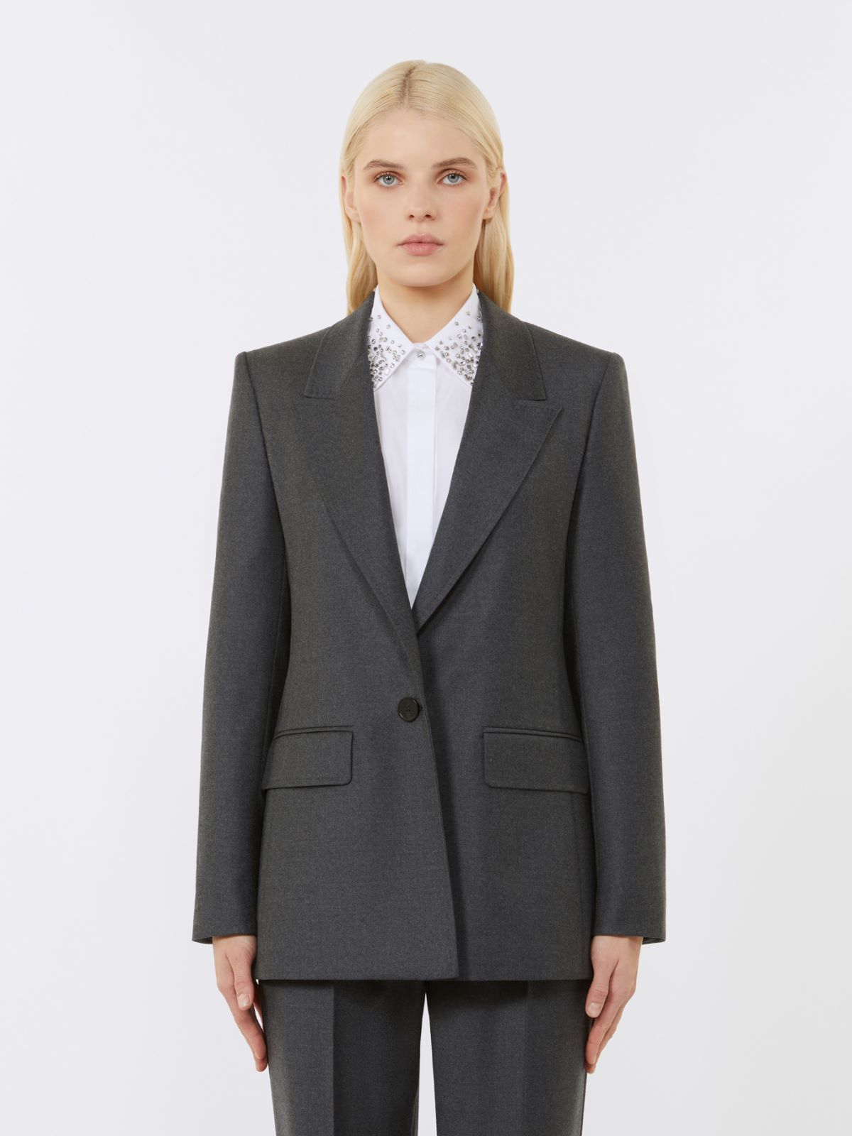 Blazer de franela de corte regular - GRIS OSCURO - Max Mara - 2