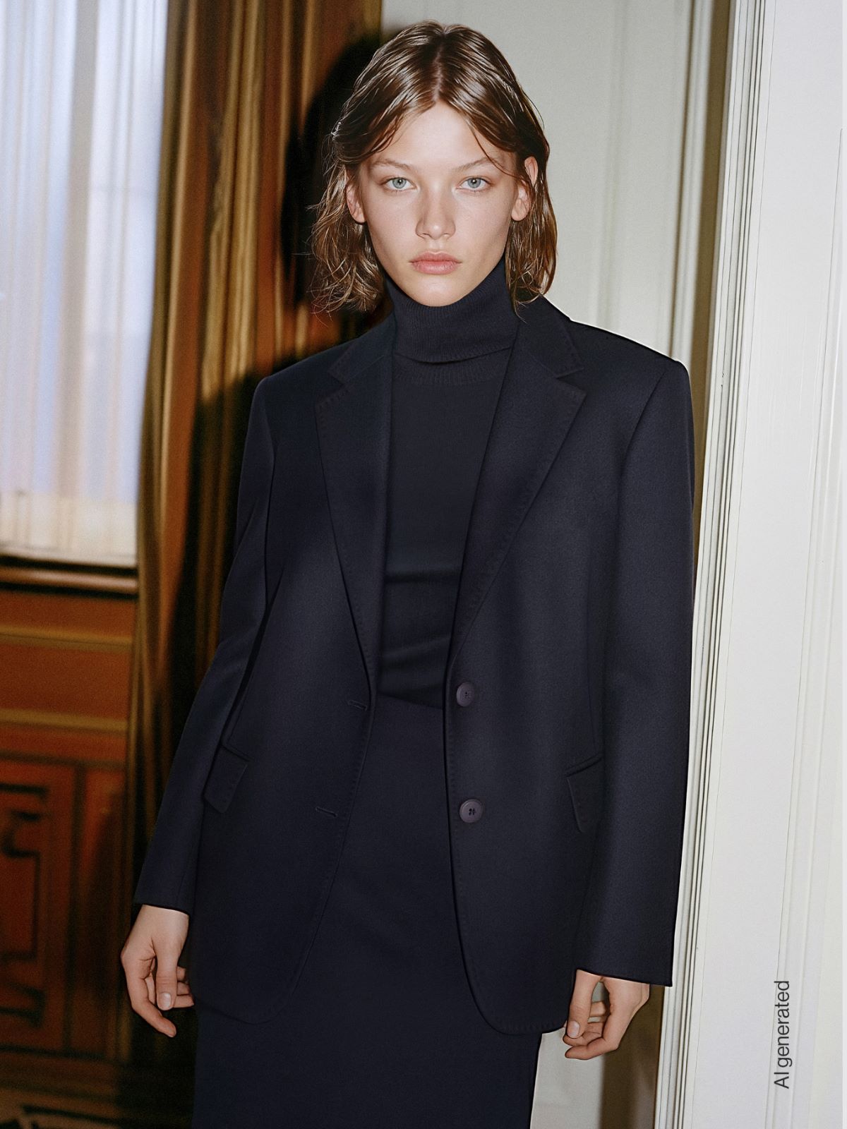 [フォルゴーレ] ピュア ウール ドラップ ジャケット + NAVY - Max Mara