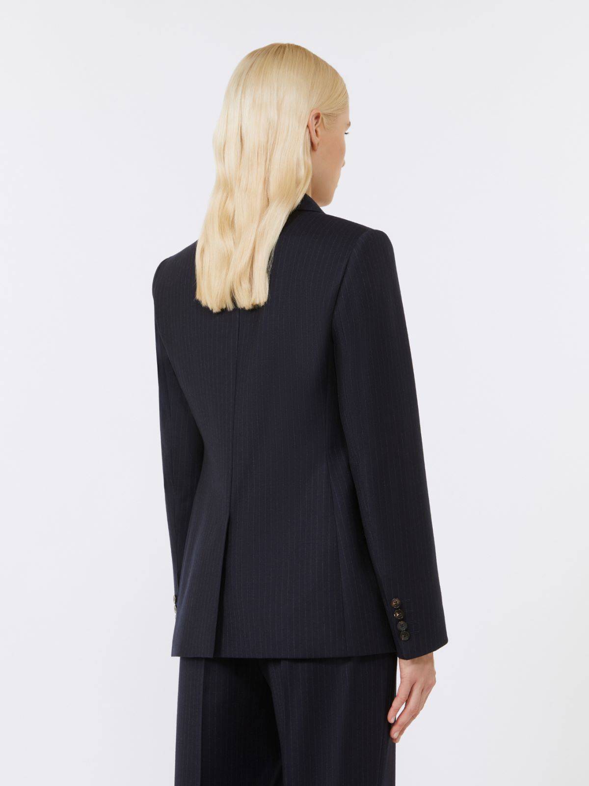 Double-breasted flannel blazer - NAVY - Max Mara - 3