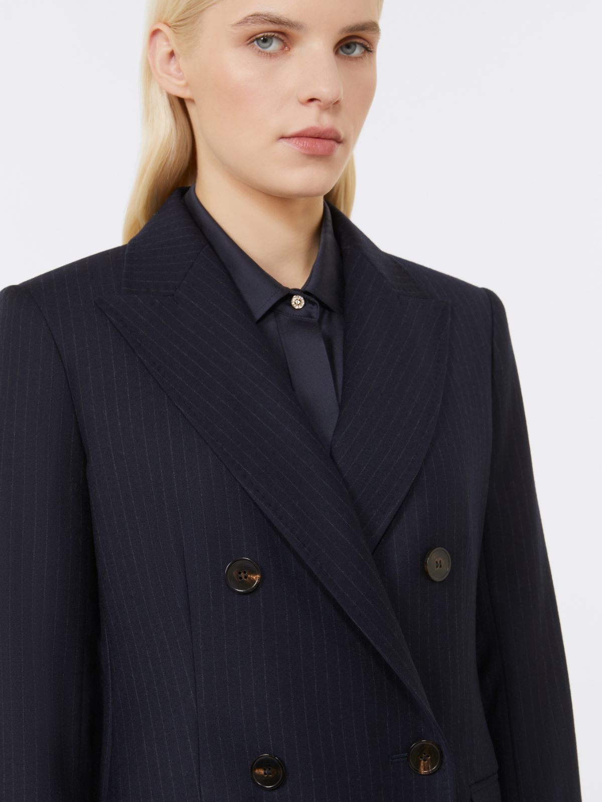 Double-breasted flannel blazer - NAVY - Max Mara - 4