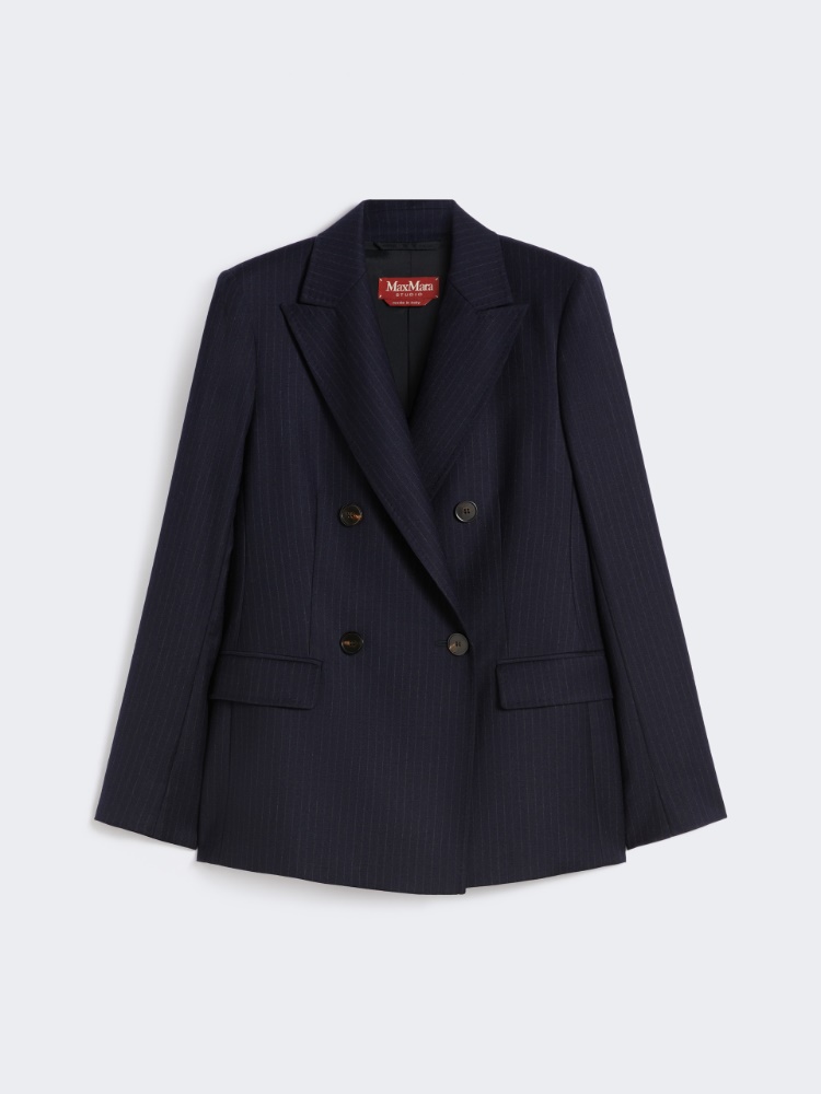 Double-breasted flannel blazer - NAVY - Max Mara