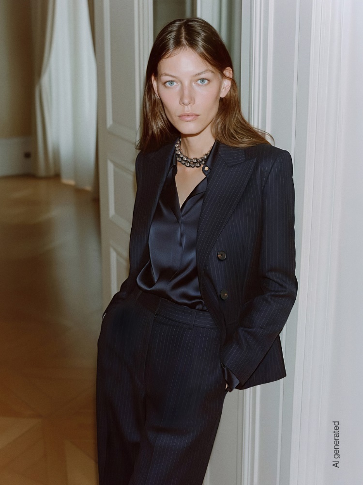 Double-breasted flannel blazer + NAVY - Max Mara