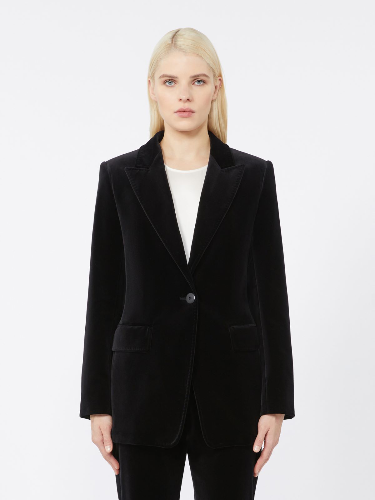Smooth velvet blazer - BLACK - Max Mara - 2