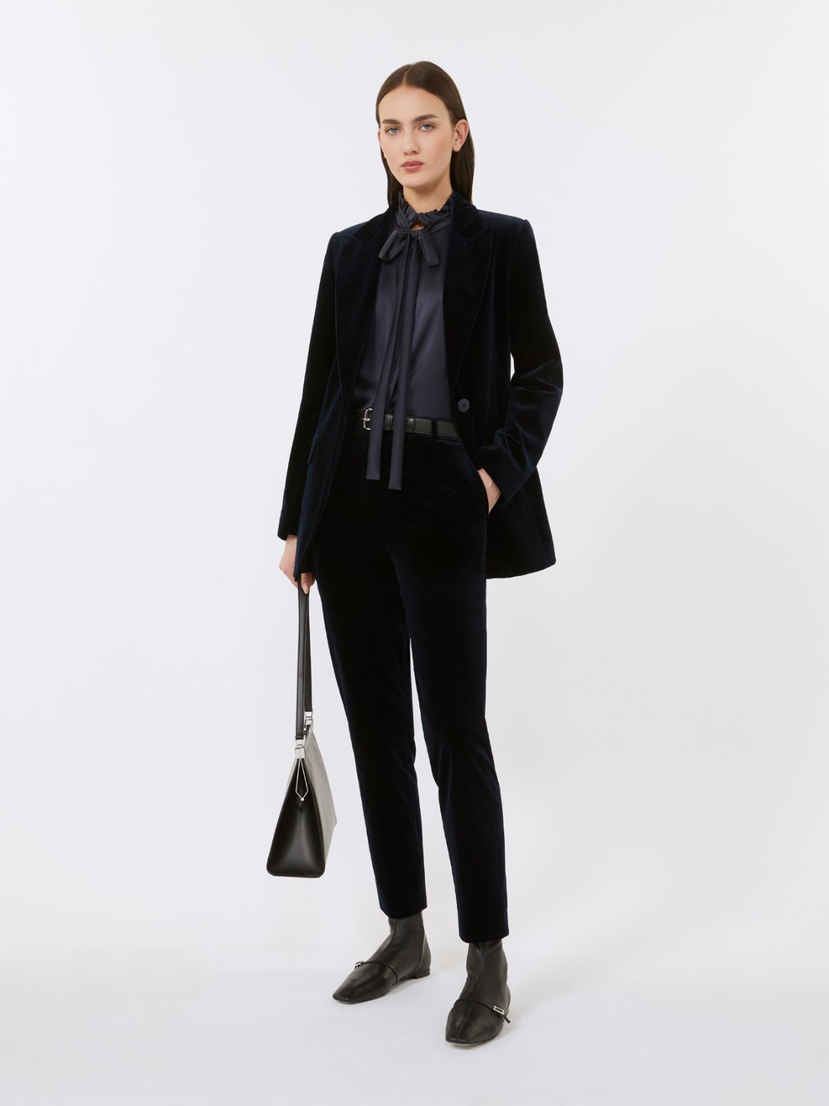 Smooth velvet blazer - NAVY - Max Mara - 9