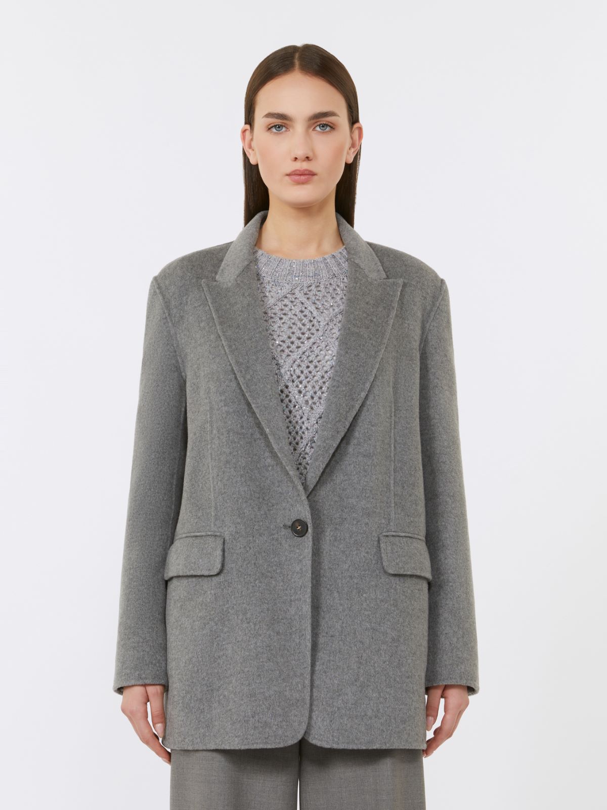 Blazer en double laine et soie - GRIS MOYEN - Max Mara - 2