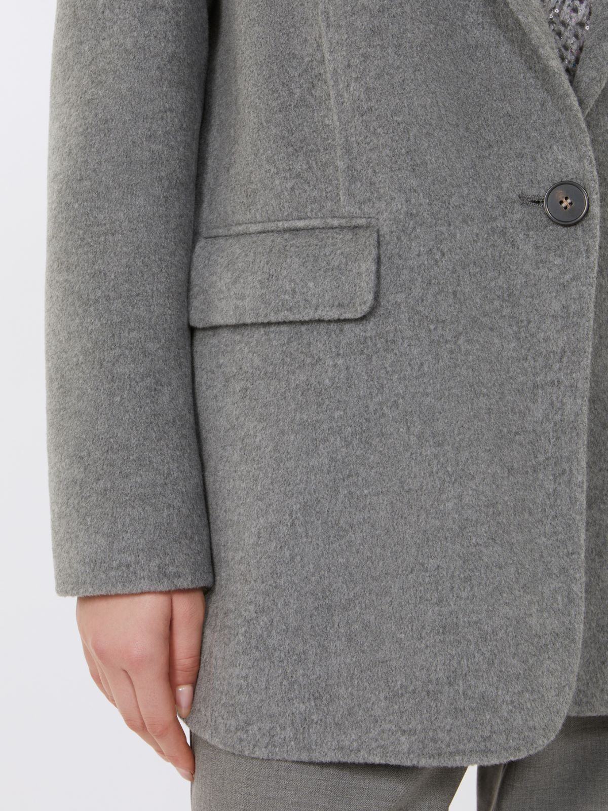 Blazer en double laine et soie - GRIS MOYEN - Max Mara - 4