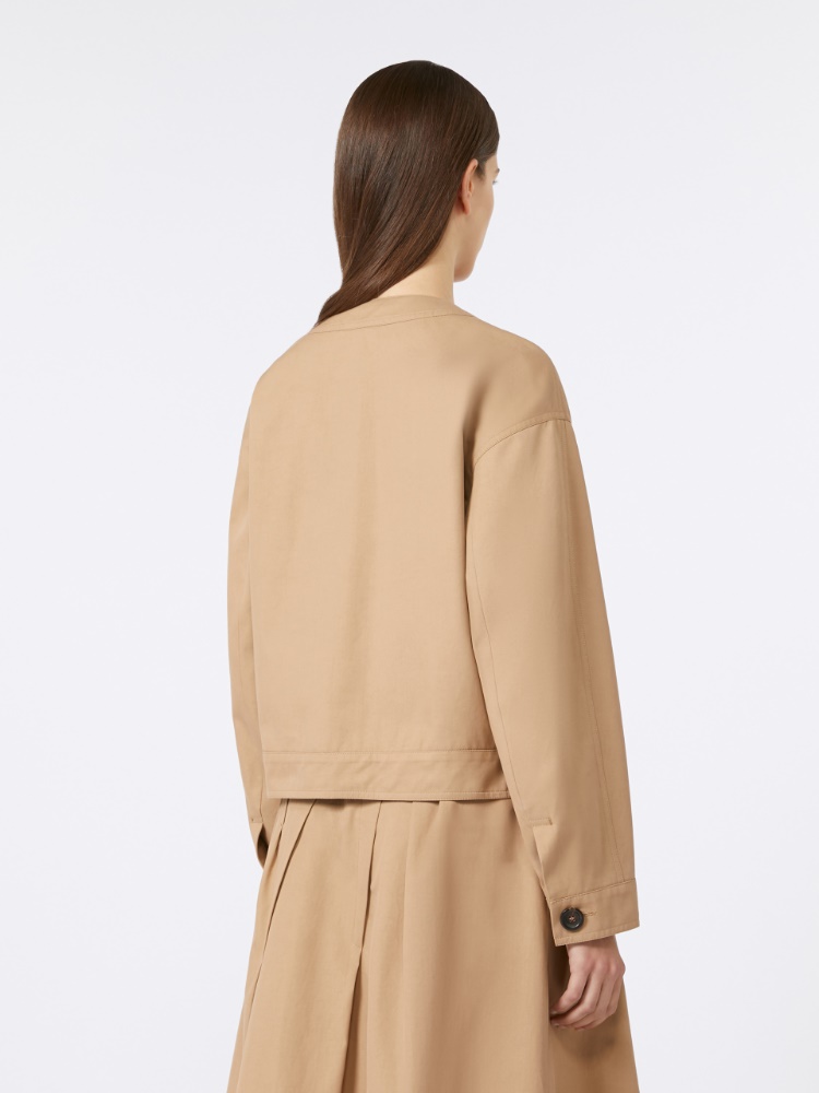 直営♪Max Mara コットンツイルクルーネックジャケット FIORITO ビアーボ] コットン ツイル ボンバー ジャケット, camel