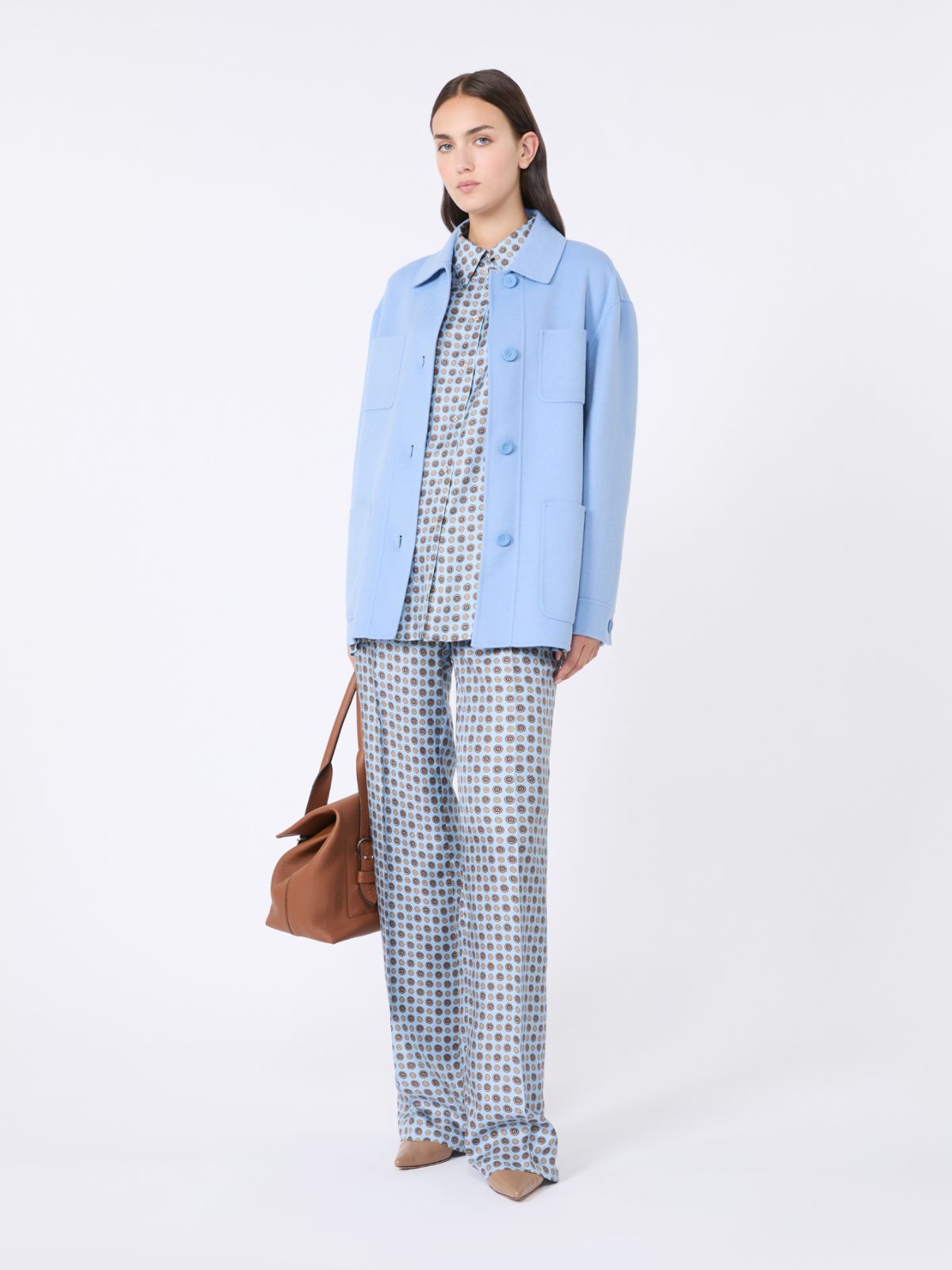 Giacca in drap di lana, cachemire e seta - AZZURRO - Max Mara - 9