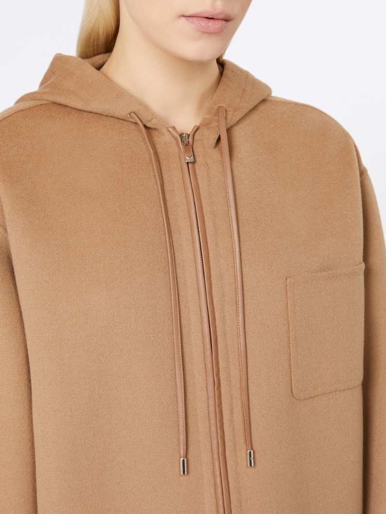 ミーナ] ウール ブレンド ダブルフェイス フーディー, camel