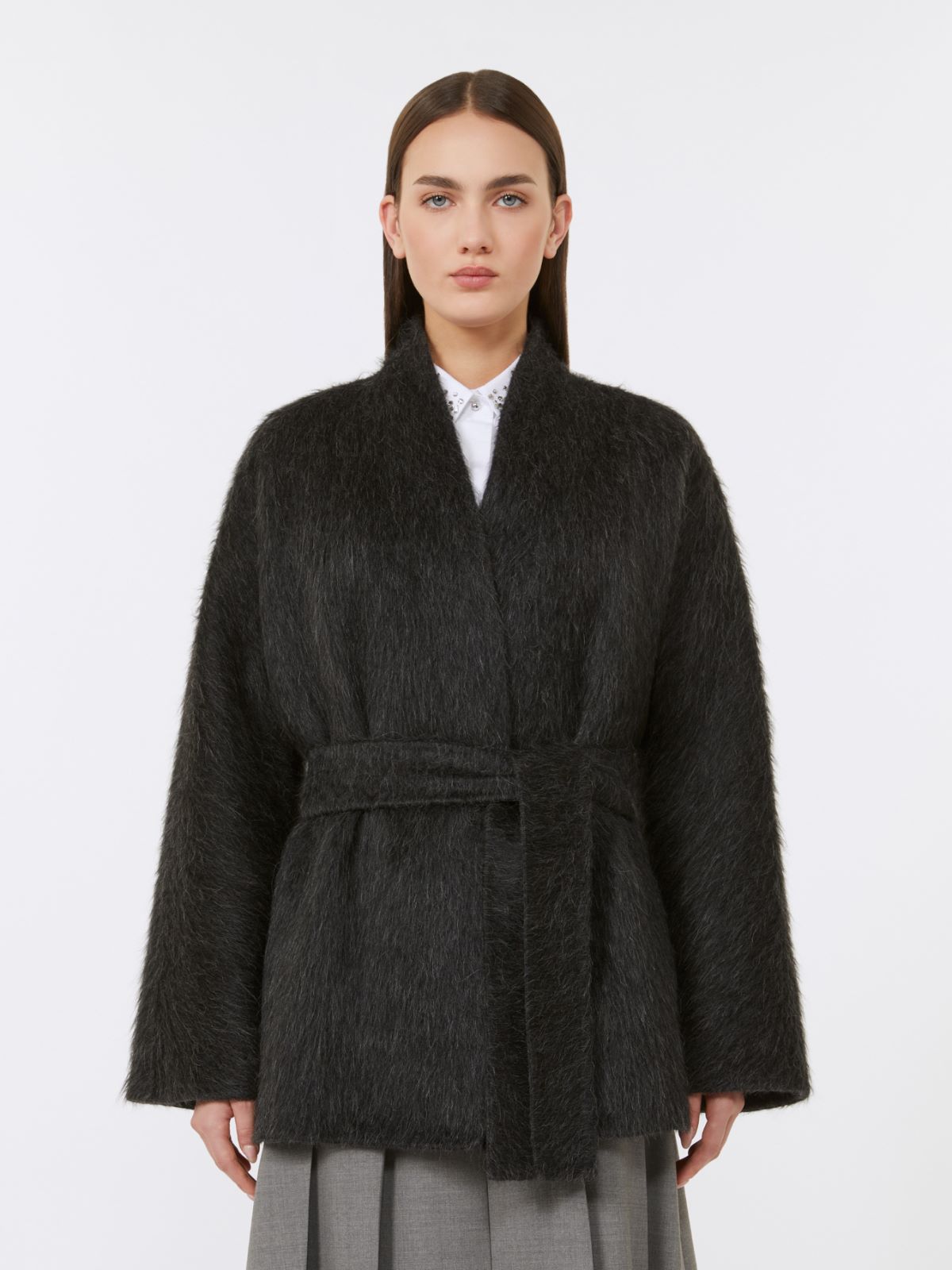 Wool and alpaca cardigan jacket - DARK GREY - Max Mara - 2