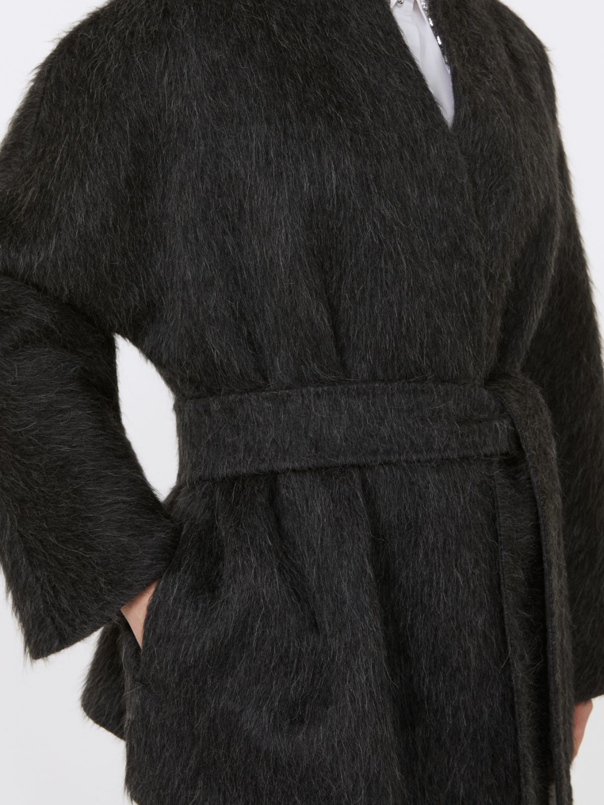 Wool and alpaca cardigan jacket - DARK GREY - Max Mara - 4