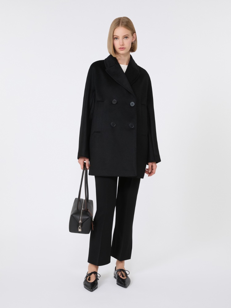Double-breasted wool pea coat - BLACK - Max Mara