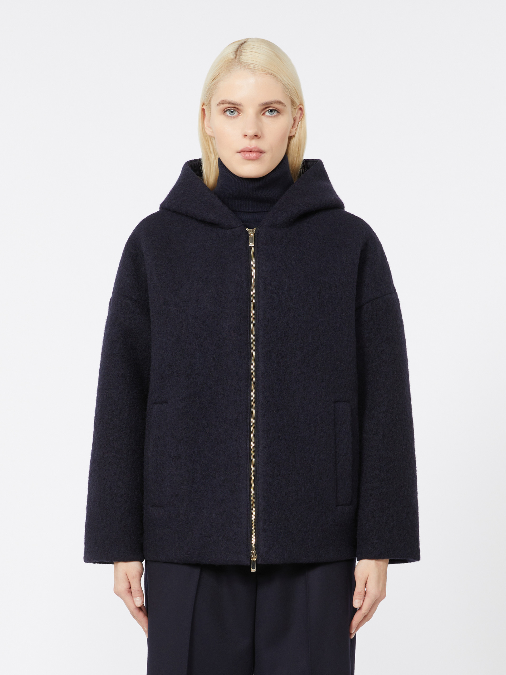 [フネ] ウール  ブークレ ショート コート - NAVY - Max Mara - 2