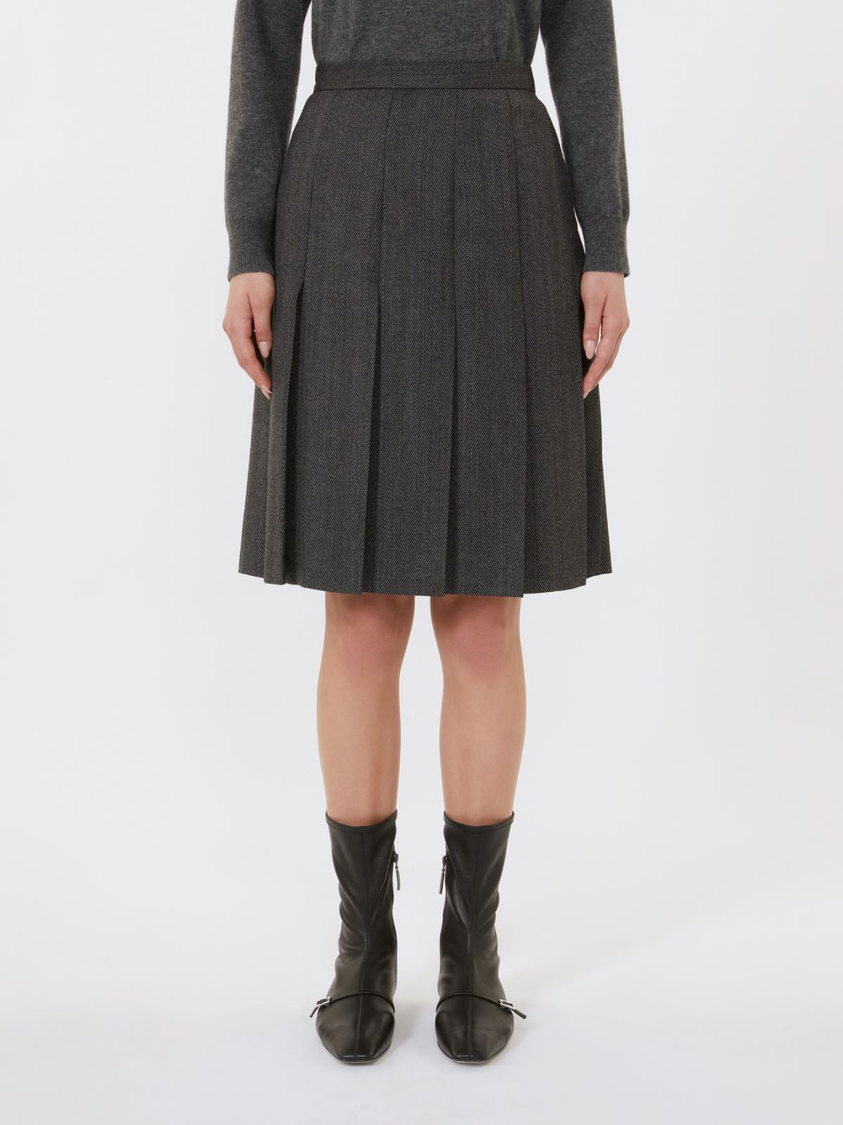 Flannel pleated skirt - DARK GREY - Max Mara - 2