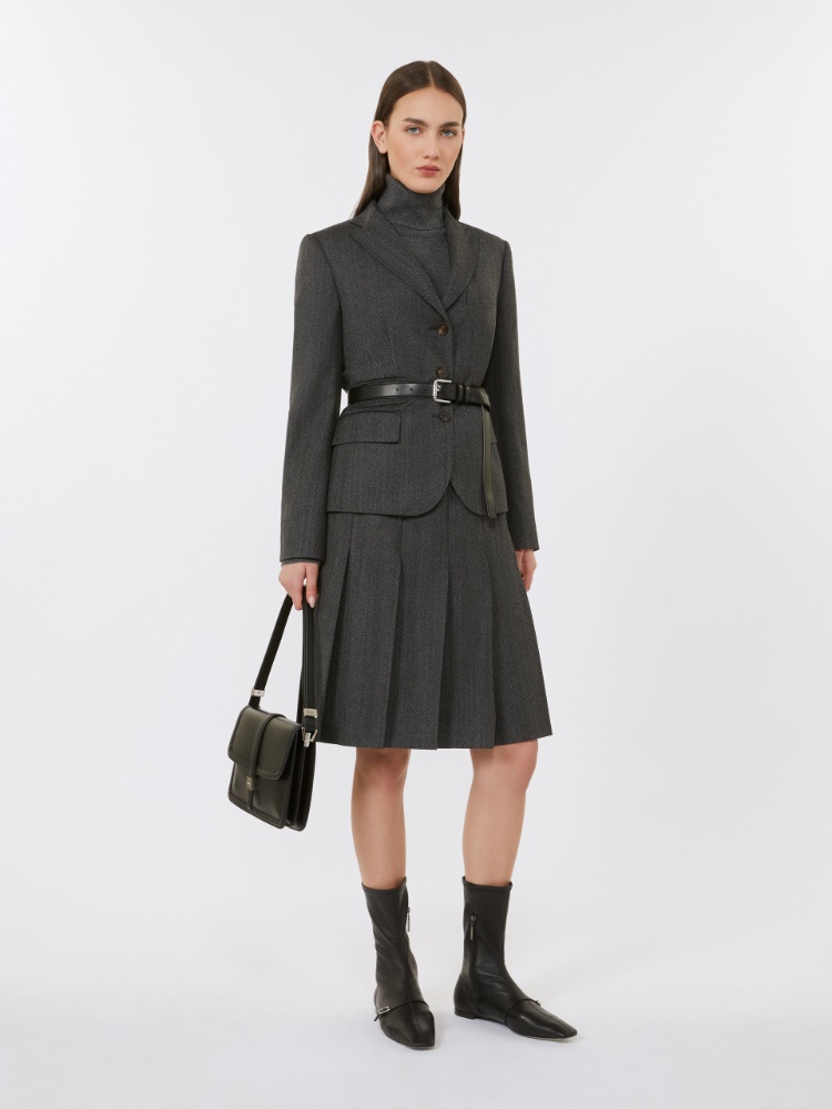 Flannel pleated skirt - DARK GREY - Max Mara