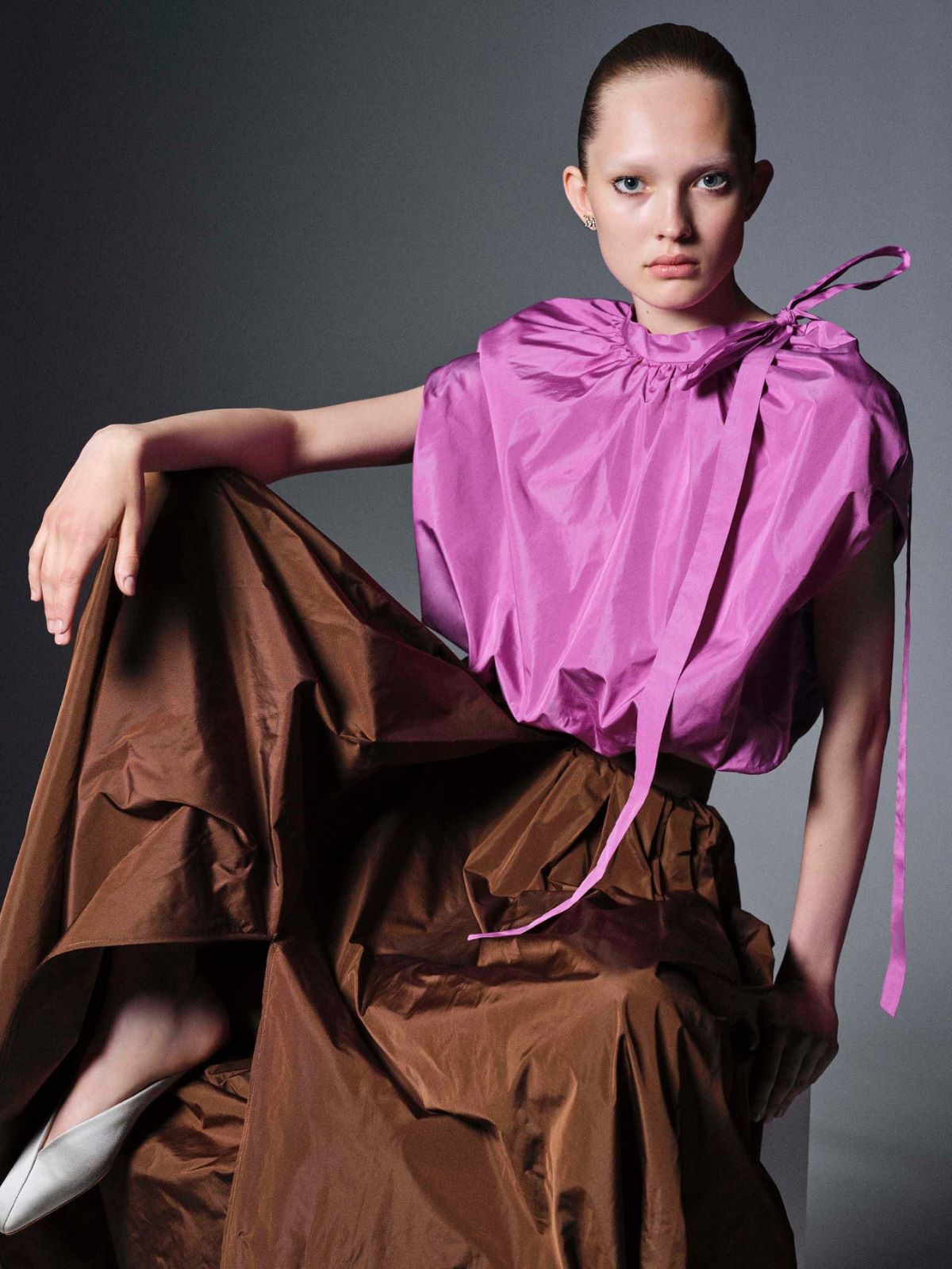 Long taffeta skirt - BROWN - Max Mara