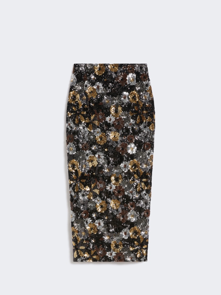 Falda tubo de tul y lentejuelas - NEGRO - Max Mara