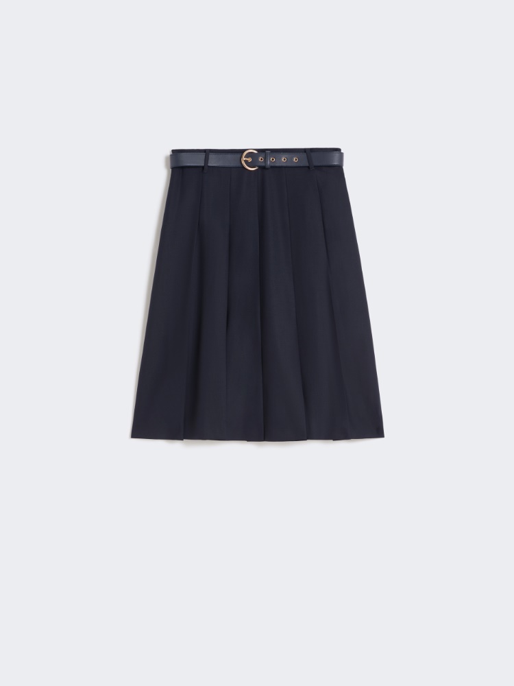 Falda Plisada de Lana - AZUL - Max Mara