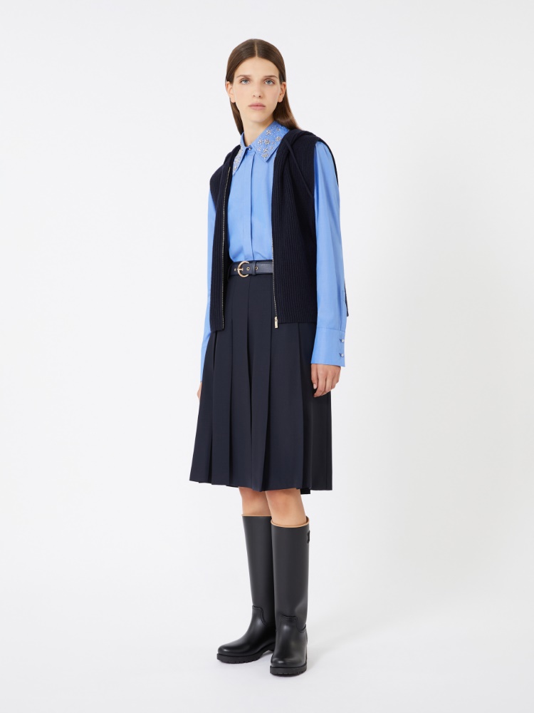 Pleated wool skirt - NAVY - Max Mara