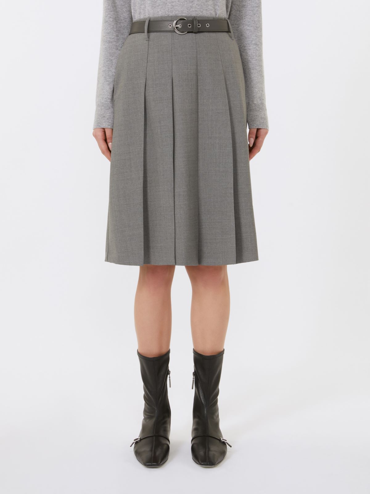 Gonna a pieghe in lana - GRIGIO MEDIO - Max Mara - 2