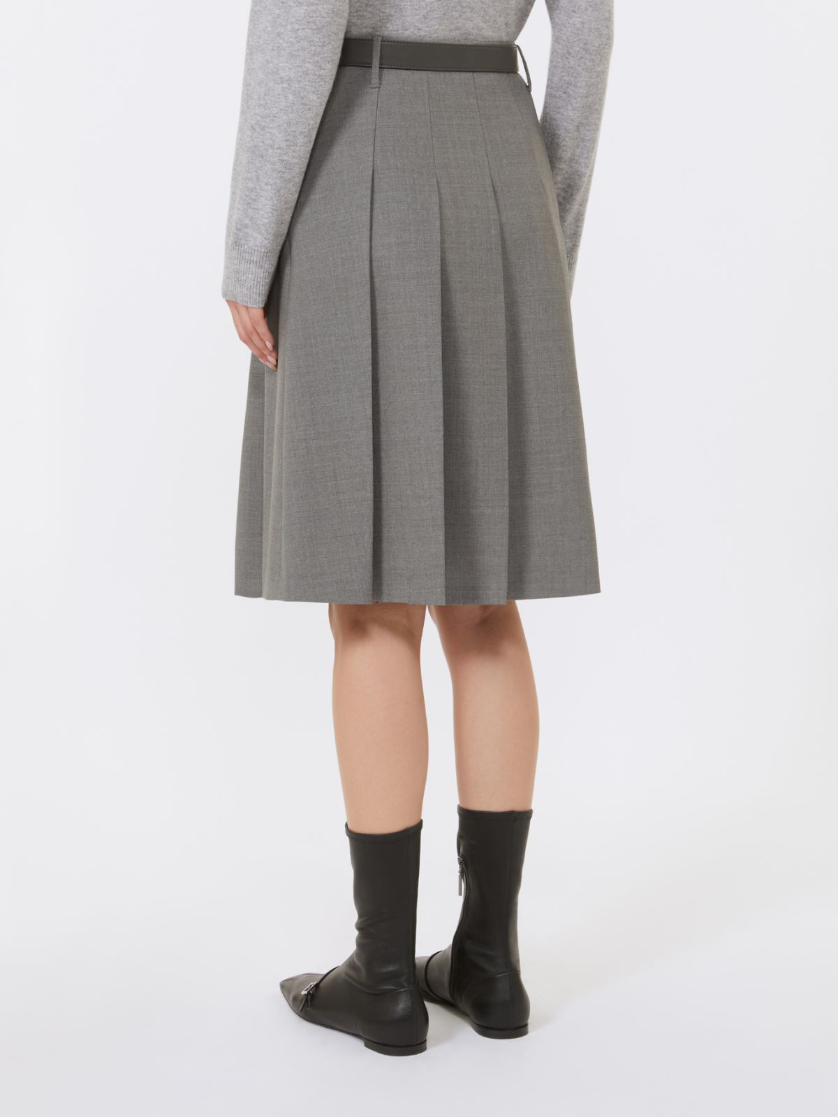 Gonna a pieghe in lana - GRIGIO MEDIO - Max Mara - 3