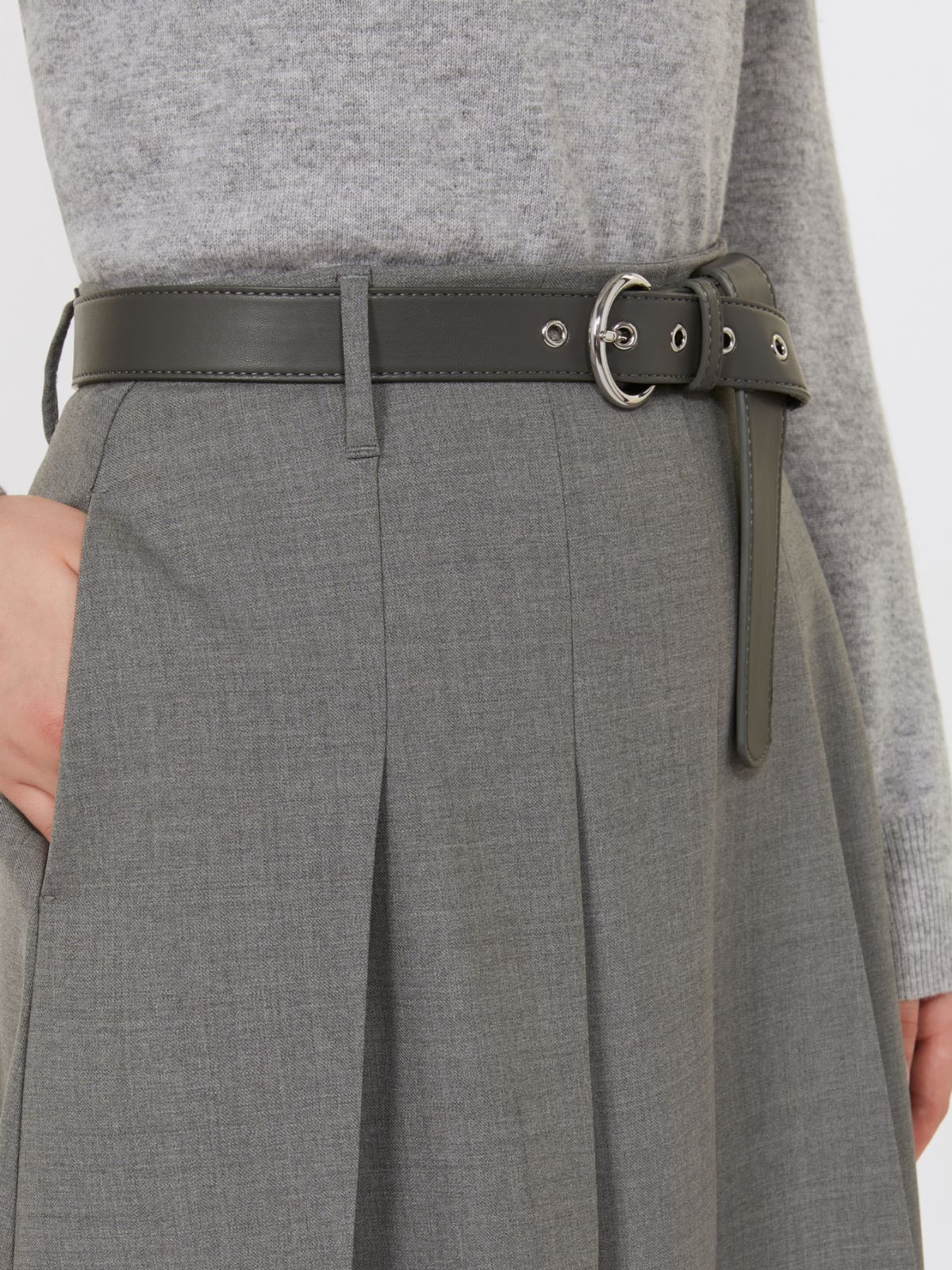 Gonna a pieghe in lana - GRIGIO MEDIO - Max Mara - 4