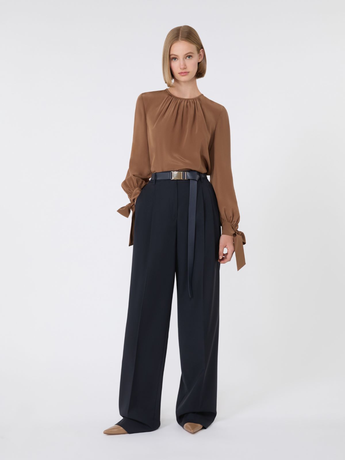 Silk crepe de chine blouse - HAZELNUT BROWN - Max Mara