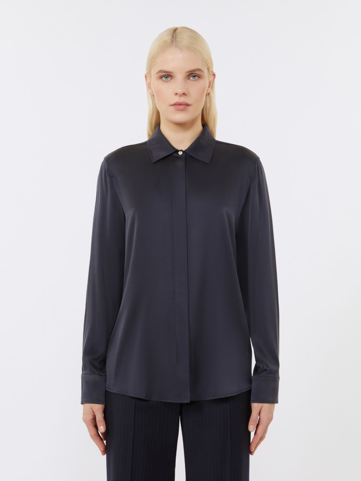 Pantalon en crêpe de laine - BLEU MARINE - Max Mara - 2