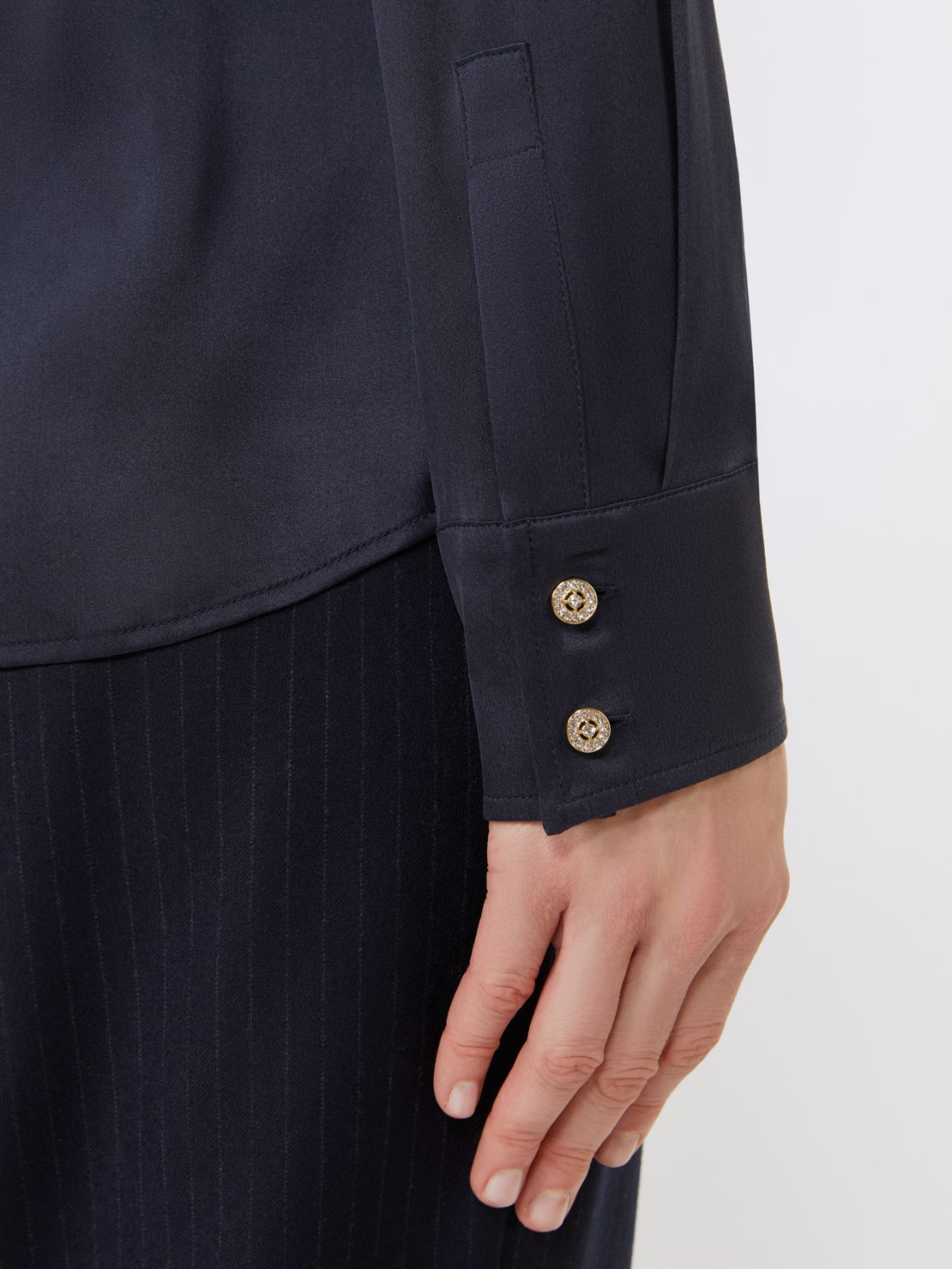 Pantalon en crêpe de laine - BLEU MARINE - Max Mara - 4