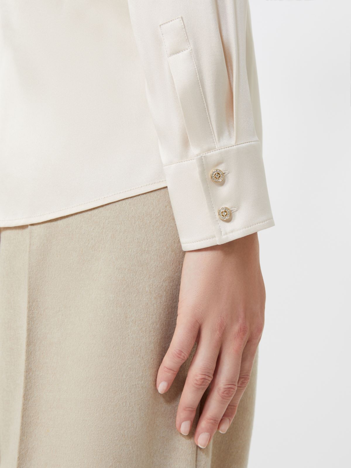 Classic silk satin shirt - BEIGE - Max Mara - 5