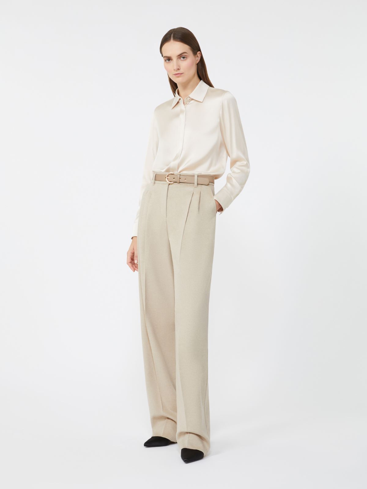 Classic silk satin shirt - BEIGE - Max Mara