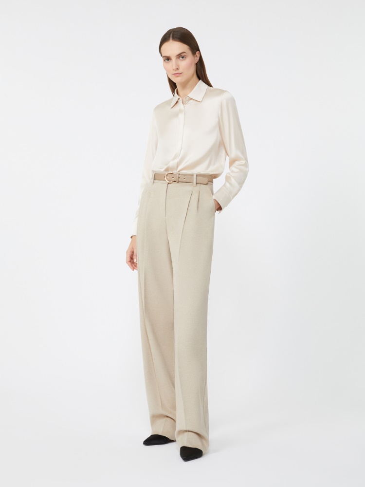 Classic silk satin shirt - BEIGE - Max Mara