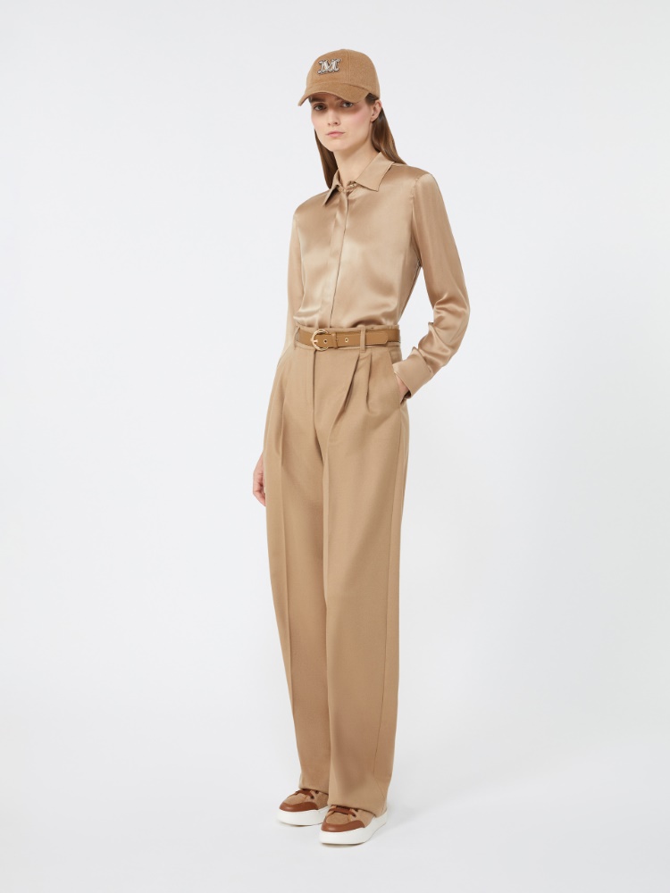 Classic silk satin shirt - CAMEL - Max Mara