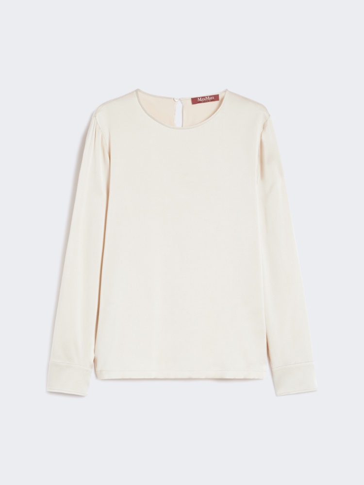 Crew-neck silk satin shirt - BEIGE - Max Mara