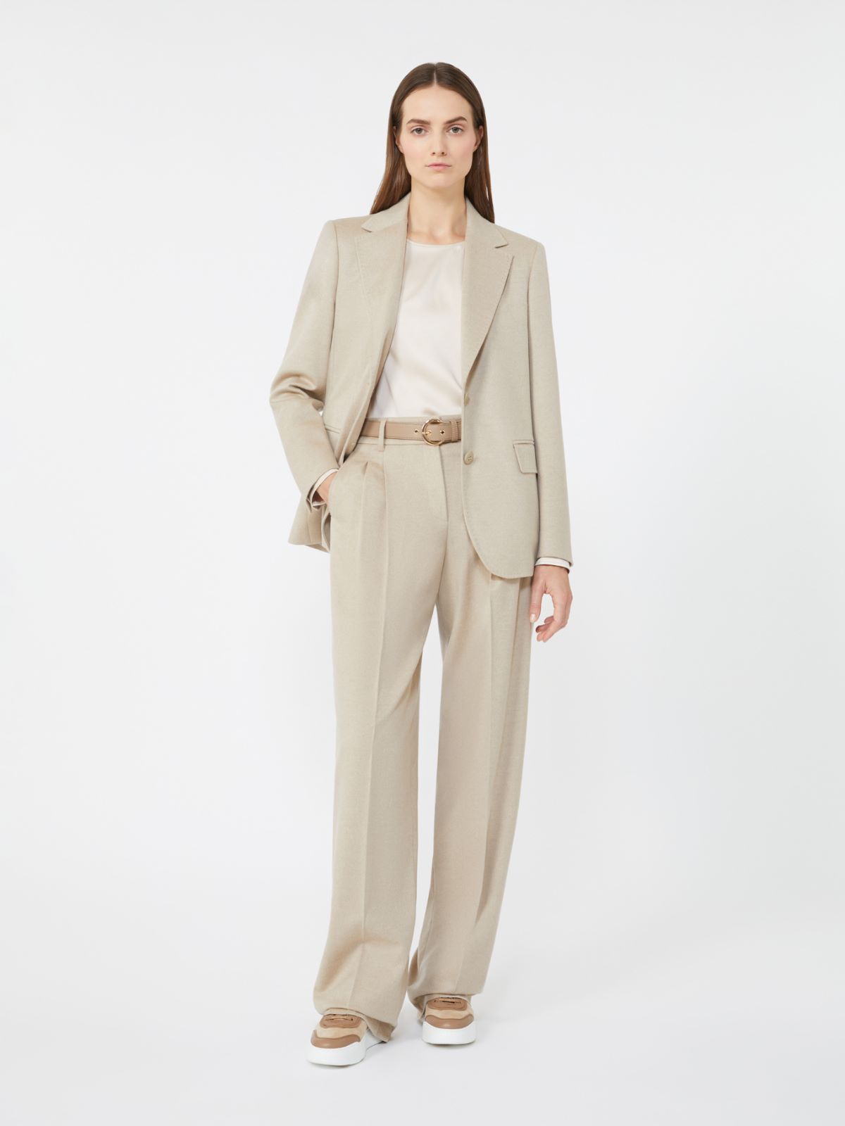 Crew-neck silk satin shirt - BEIGE - Max Mara