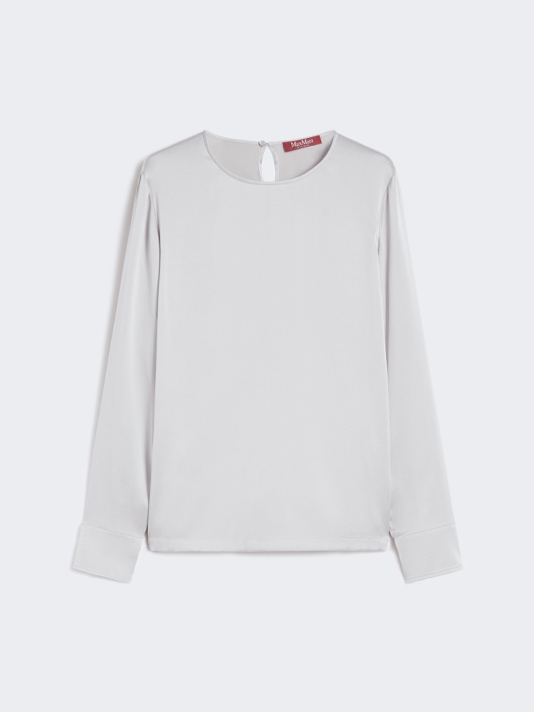 Crew-neck silk satin shirt - PEARL GREY - Max Mara
